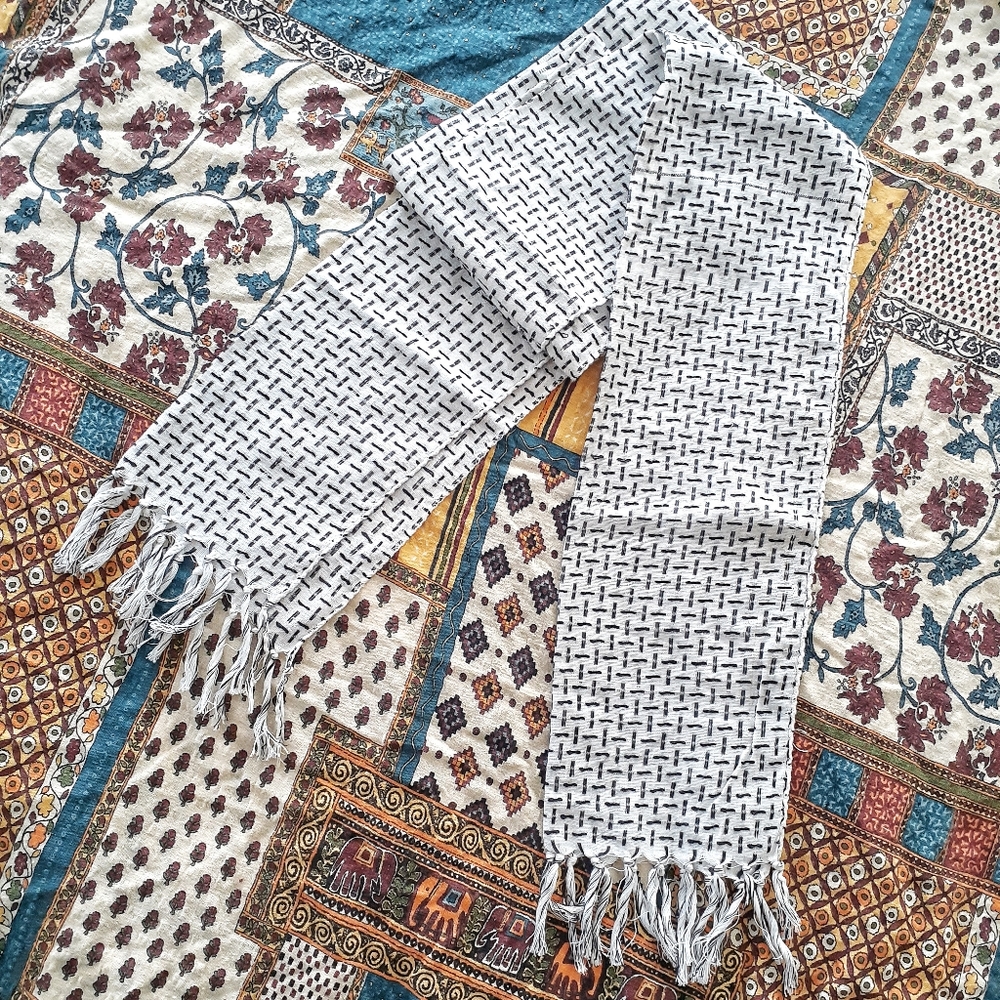 Vintage Glentex woven cotton fringe scarf - Picture 1 of 10